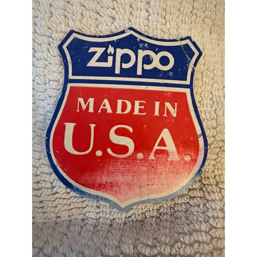 Vintage Zippo Made in USA Shield Decal Sticker Original Red White Blue 2.5